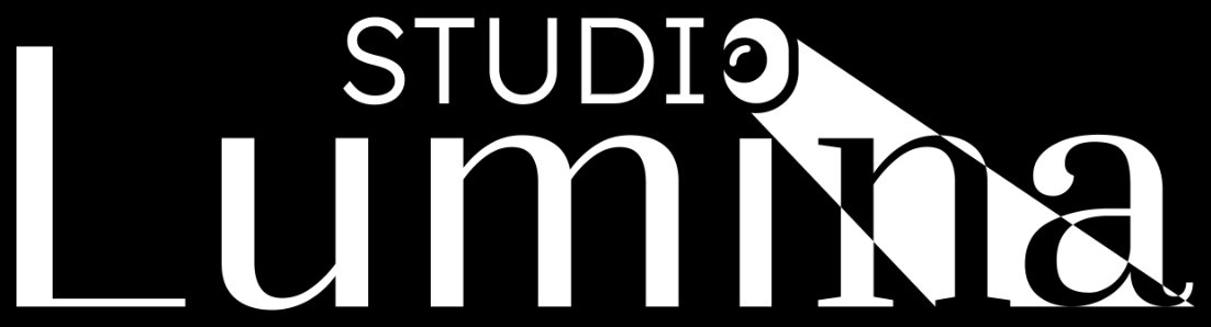 Logo Studio Lumina monochrome sur fond sombre